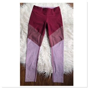 Outdoor Voices Spring Leggings Maroon Color Block Size Medium